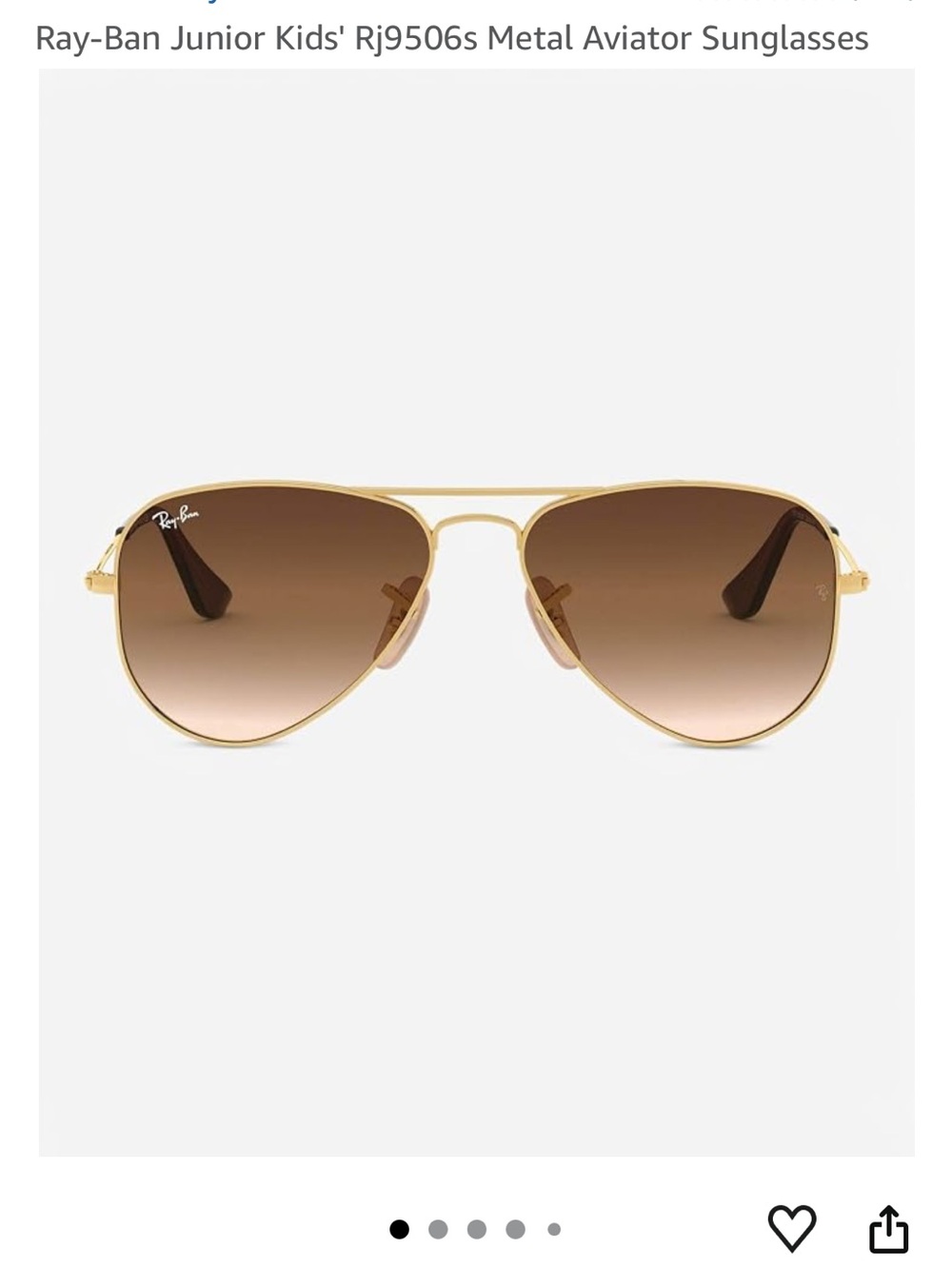 NWOT Ray-Ban Kids/Adult XS 52 mm Gold Frame Sunglasses with Brown Gradient Lense